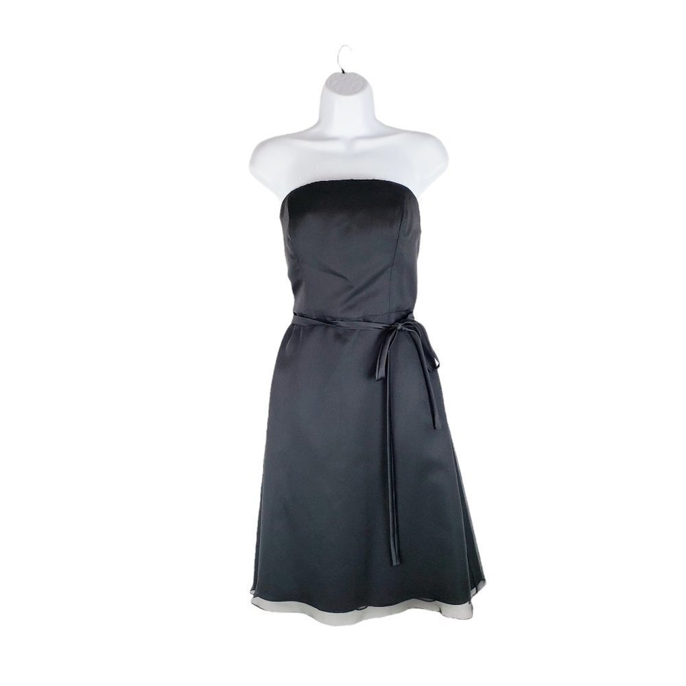 After Six Strapless Cocktail Dress Black Chiffon A-Line Party Y2K Womens Size 10